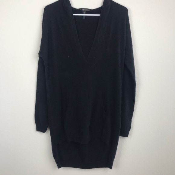 BcbgMaxazria Black Cashmere Oversized V Neck Tunic - Picture 2 of 7